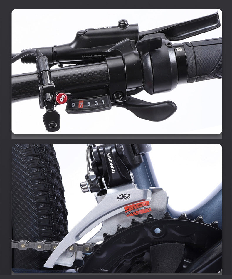27.5-дюймовый электрический углеродный виток, adpopt 350W / 500W Motor, Air Shock Absorber Front Fork, 27 Speed Mountain велосипед