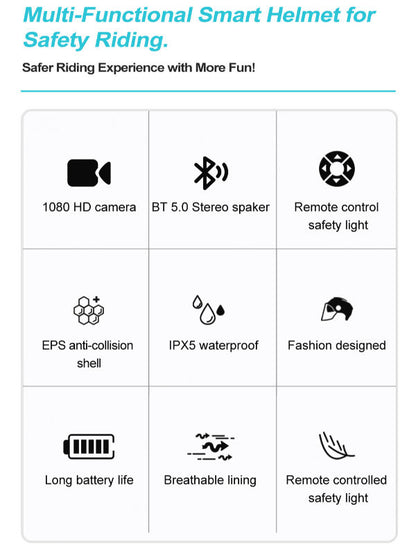 Смарт-шлем с Bluetooth-вызовом, встроенной камерой для записи вождения, съемным козырьком, задним фонарем с указателем поворота, для городского пригородного сообщения