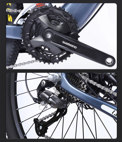 27.5-дюймовый электрический углеродный виток, adpopt 350W / 500W Motor, Air Shock Absorber Front Fork, 27 Speed Mountain велосипед