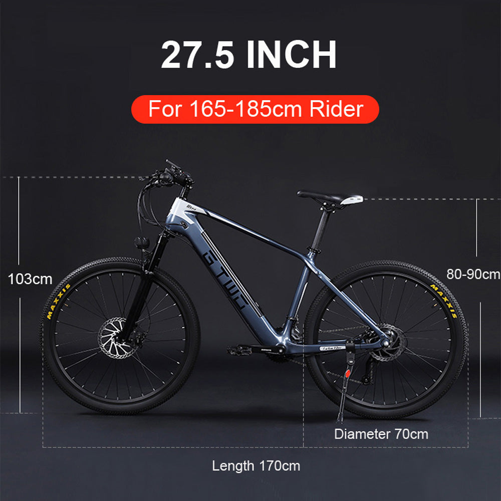 27.5-дюймовый электрический углеродный виток, adpopt 350W / 500W Motor, Air Shock Absorber Front Fork, 27 Speed Mountain велосипед
