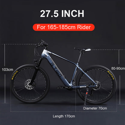 27.5-дюймовый электрический углеродный виток, adpopt 350W / 500W Motor, Air Shock Absorber Front Fork, 27 Speed Mountain велосипед