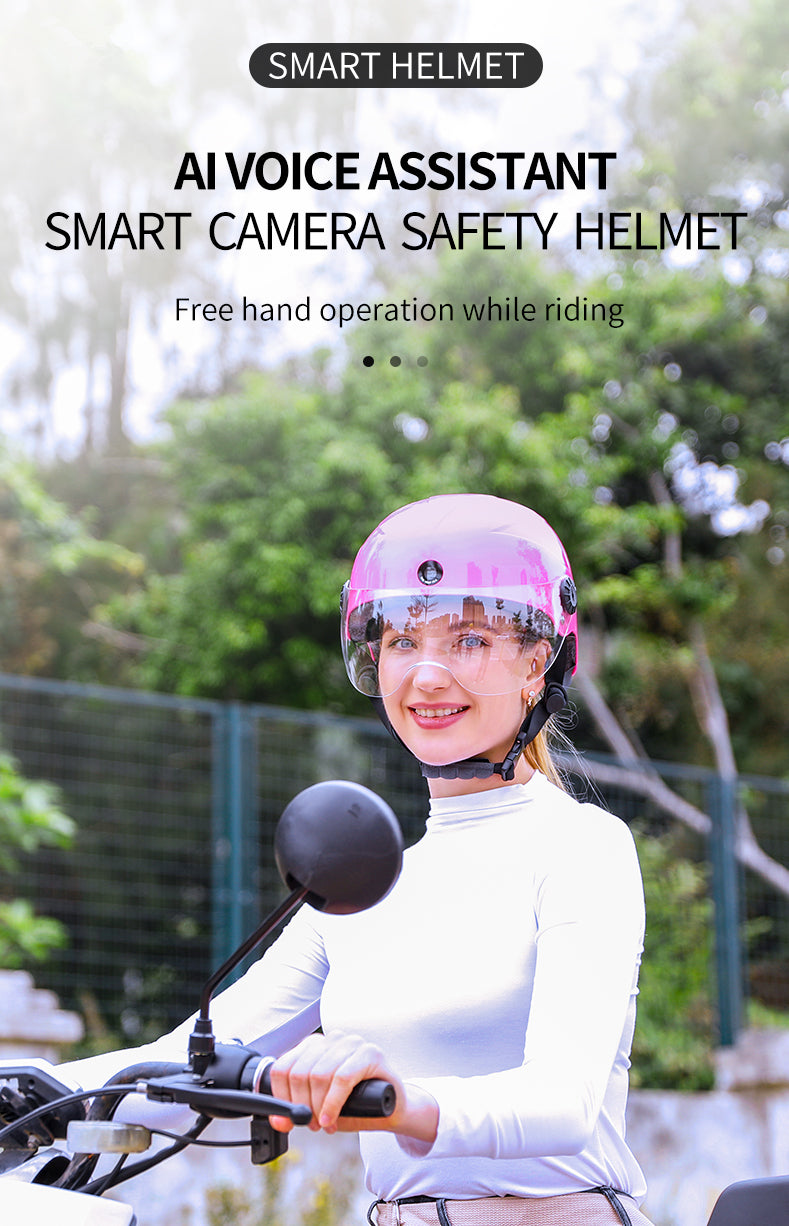 AI Smart Helmet с камерой Front & Rear HD, Bluetooth Calling и WIFI, Support Phone APP Live Check, Сохранить и делиться