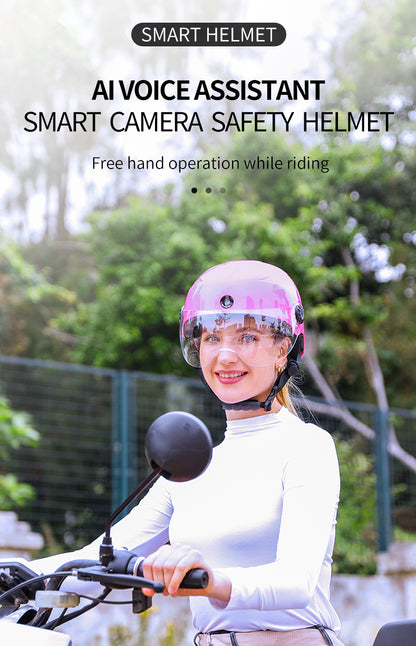 AI Smart Helmet с камерой Front & Rear HD, Bluetooth Calling и WIFI, Support Phone APP Live Check, Сохранить и делиться