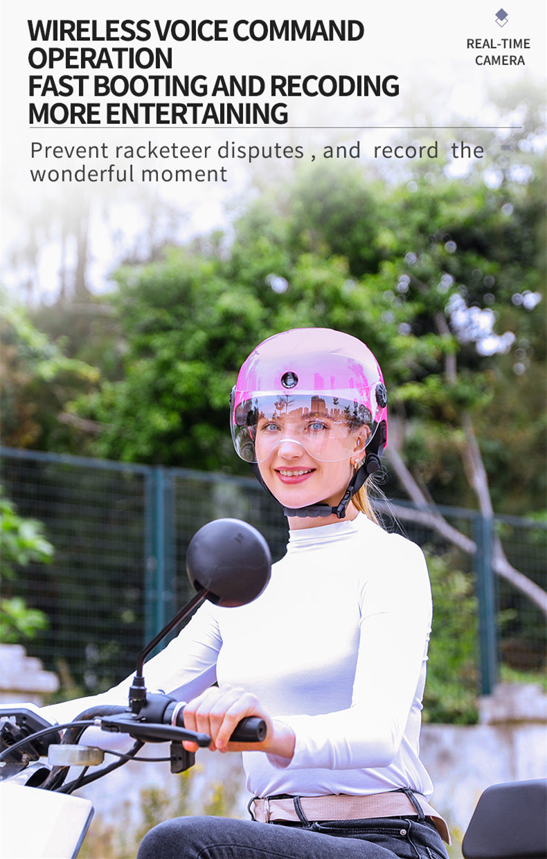 AI Smart Helmet с камерой Front & Rear HD, Bluetooth Calling и WIFI, Support Phone APP Live Check, Сохранить и делиться