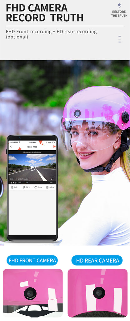 AI Smart Helmet с камерой Front & Rear HD, Bluetooth Calling и WIFI, Support Phone APP Live Check, Сохранить и делиться